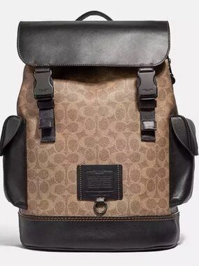 Coach Rivington Brown Signature with Black Leather Trim  backpack BEAUTIFUL!!!